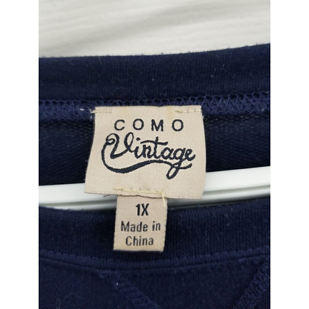 Como Vintage Navy Striped Flare Sleeves 1x - Picture 2 of 5